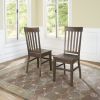 Dark Oak Side Chair: Authentic Farmhouse Style, Distressed Look, Solid Wood Construction, Comfortable Scooped Seat