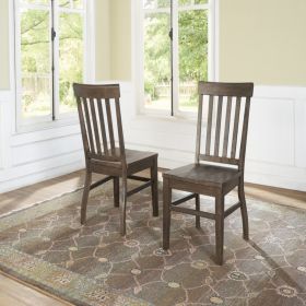 Dark Oak Side Chair: Authentic Farmhouse Style, Distressed Look, Solid Wood Construction, Comfortable Scooped Seat