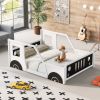 Full Size Classic Car-Shaped Platform Bed with Wheels,White