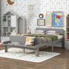 Full Bed with Footboard Bench,Gray
