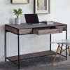 43.3"W x 21.6"D x 29.3"H Computer Desk with One Drawer; Walnut & Black