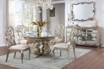 Esteban Side Chair (Set-2) in Ivory Velvet & Antique Champagne Finish 62202