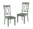 Casual Teal Finish Chairs Set of 2,  Double-X Back Design