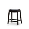 24" Counter Stool; Espresso Finish; Black Leather Seat