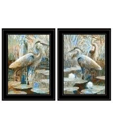 "Marsh Herons I & Sea II" 2-Piece Vignette by Stellar Design Studio