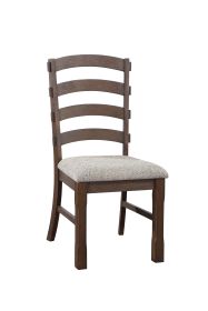 Pascaline Side Chair (Set-2); Gray Fabric; Rustic Brown & Oak Finish DN00703
