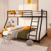 Black Twin over Full Metal Bunk Bed with Comfortable Rungs