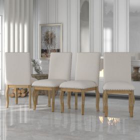 TREXM, 4ea Dining chairs with Nailhead (Natural Wood Wash)