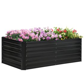 Outsunny Galvanized Raised Garden Bed Kit with Reinforcing Bars, Large and Tall Metal Planter Box for Vegetables, Flowers and Herbs, 6' x 3' x 2'
