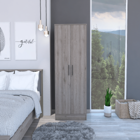 180 Armoire Beery, Double Door, Metal Rod, One Drawer, Light Gray