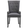 Dining Chair with Armrests Dark Gray Fabric