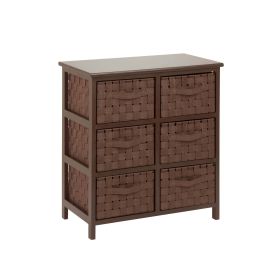 Woven strap 6 drawer chest-brn