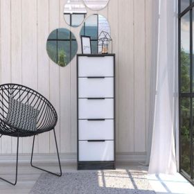 5 Drawer - Maryland, Metal Handle, Smokey Oak / White Finish