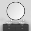 24" Wall Circle Mirror for Bathroom, Black Round Mirror