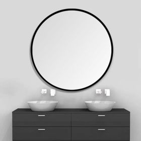 24" Wall Circle Mirror for Bathroom, Black Round Mirror