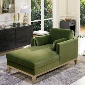 Knox 65" Modern Farmhouse Chaise Lounge Chair, Olive Green Performance Velvet