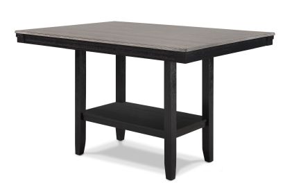 1pc Contemporary Light Gray Counter Height Dining Table with Black Base Rectangular Dining Wooden Furniture