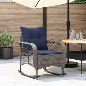 Patio Rocking Chair with Cushions Gray Poly Rattan