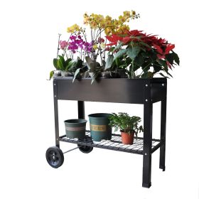 Mobile Metal Raised Garden Bed Cart with Legs