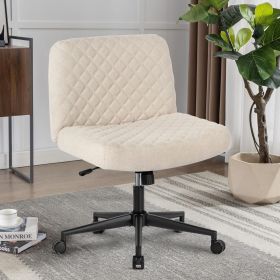 Armless Fabric Office Desk Chair,Modern Home Office Chair With Wheels With Heavy Duty Metal Base