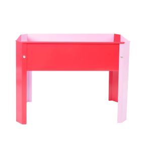 Mini Elevated garden bed planter raised bed Metal Plant Box with Legs for Outdoor Indoor Flower Fruit Herb Vegetable Growing (Red + pink)