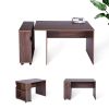47.4" L Computer Desk with movable bookcase; brown
