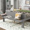 Full Bed with Footboard Bench,Gray