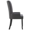 Dining Chair with Armrests Dark Gray Fabric