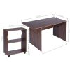 47.4" L Computer Desk with movable bookcase; brown