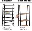 Bookshelf; Ladder Shelf; 4 Tier Tall Bookcase; Modern Open Book Case for Bedroom; Living Room; Office (Black)