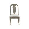 Zumala Side Chair (Set-2); Beige Linen & Weathered Oak Finish 73262