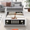 Full Size Classic Car-Shaped Platform Bed with Wheels,White