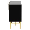 TREXM Modern Elegant 4-door Sideboard Gold Metal Handle Buffet Cabinet for Dining Room, Living Room, Bedroom, Hallway (Black)