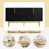 TREXM Modern Elegant 4-door Sideboard Gold Metal Handle Buffet Cabinet for Dining Room, Living Room, Bedroom, Hallway (Black)