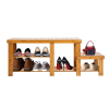 Natural Bamboo Shoe Bench 2-Tier Storage Racks for Entryway