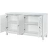 TREXM Large Storage Space Sideboard, 4 Door Buffet Cabinet with Pull Ring Handles for Living Room, Dining Room (White)