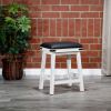 24" Counter Stool; Antique White Finish; Black Leather Seat