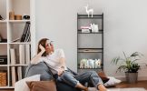 Bookshelf; Ladder Shelf; 4 Tier Tall Bookcase; Modern Open Book Case for Bedroom; Living Room; Office (Black)
