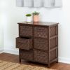 Woven strap 6 drawer chest-brn