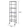 YSSOA Heavy Duty 6-Shelf Shelving with Wheels; with Hanging Hooks; Wire Shelving; Adjustable Storage Units; 17'' D x 11'' W x 63'' H; 6 Tier; Black
