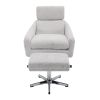 Swivel Armchair with Ottoman for Living Room, Bedroom, Office, Beige Linen