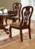 2ea Dining Chairs Cherry Solid wood Damask Print Fabric Seat