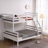 Double-Layer Mother-In-Law Cross Brace Guardrail Guardrail Inclined Ladder Twin Pine Wood Can Be Split Into Single-Layer Bed Wooden Bed White