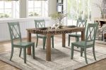 Casual Teal Finish Chairs Set of 2,  Double-X Back Design