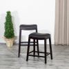 24" Counter Stool; Espresso Finish; Black Leather Seat