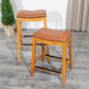 24" Counter Stool; Natural Finish; Saddle Leather Seat