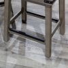 24" Counter Stool; Antique White Finish; Black Leather Seat