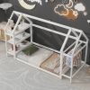 Twin House-Shaped Floor Bed - 2 Detachable Stands