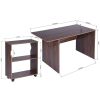 47.4" L Computer Desk with movable bookcase; brown