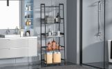 Bookshelf; Ladder Shelf; 4 Tier Tall Bookcase; Modern Open Book Case for Bedroom; Living Room; Office (Black)